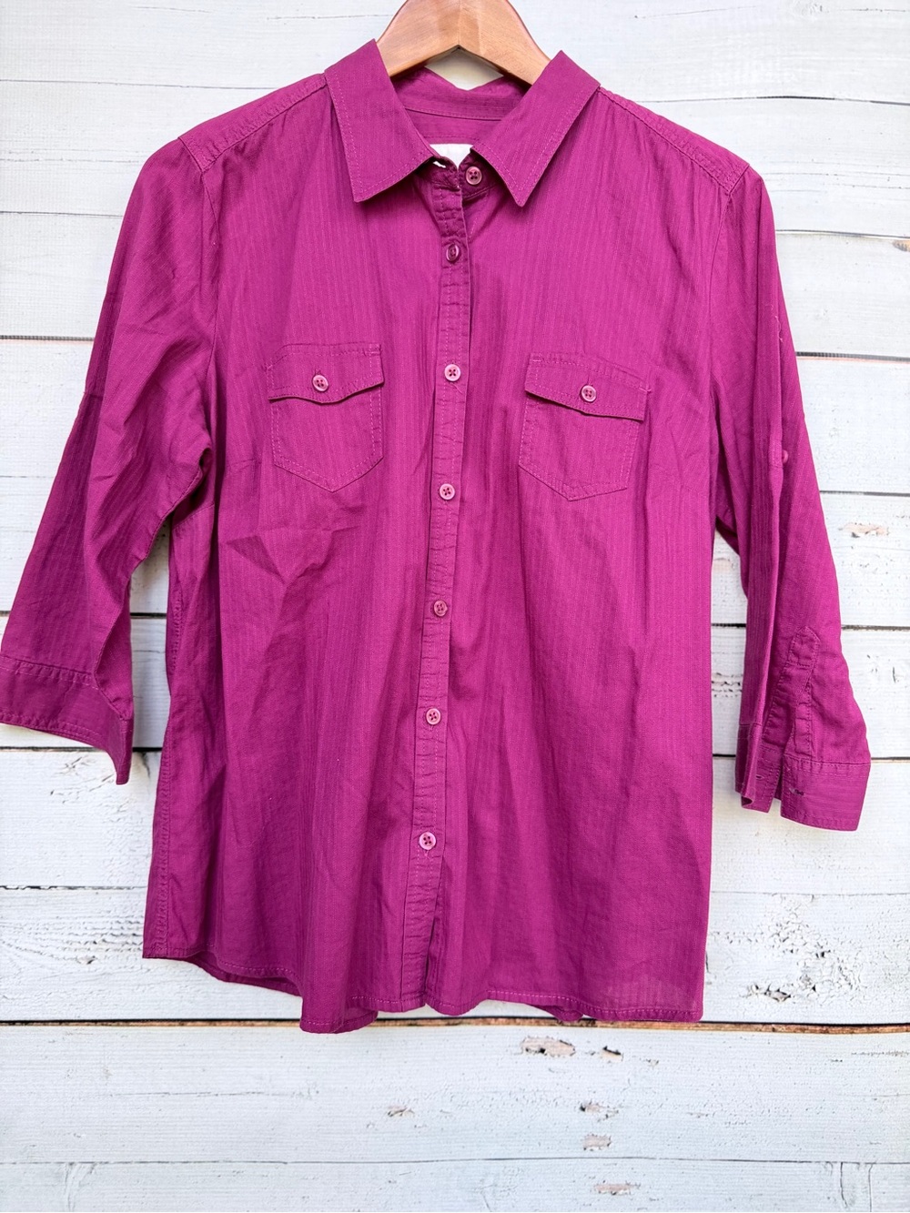 Sonoma Life + Style 100% Cotton Textured Stripe Button Down Shirt - Large